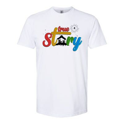 Christmas True Story Christian Nativity Scene Softstyle® CVC T-Shirt