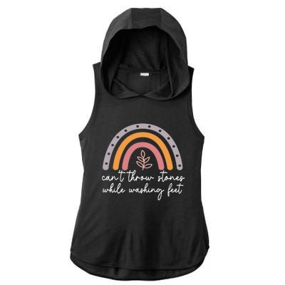 Can't Throw Stones While Washing Feet Ladies PosiCharge Tri-Blend Wicking Draft Hoodie Tank