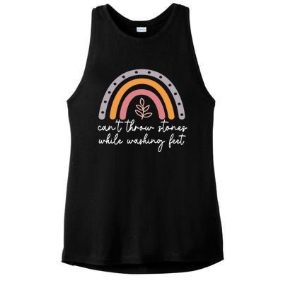 Can't Throw Stones While Washing Feet Ladies PosiCharge Tri-Blend Wicking Tank