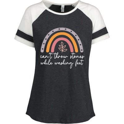 Can't Throw Stones While Washing Feet Enza Ladies Jersey Colorblock Tee