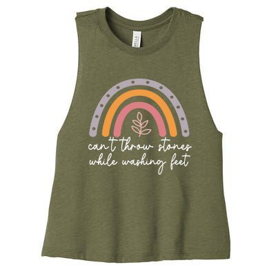 Can't Throw Stones While Washing Feet Women's Racerback Cropped Tank