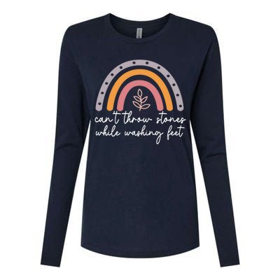 Can't Throw Stones While Washing Feet Womens Cotton Relaxed Long Sleeve T-Shirt