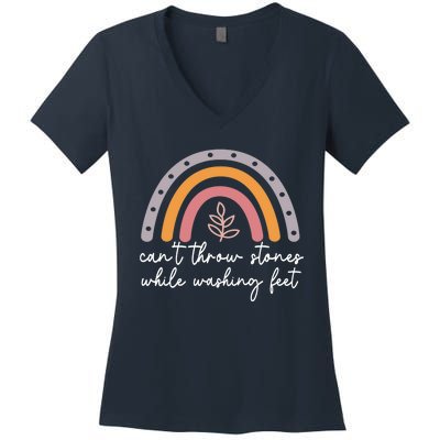 Can't Throw Stones While Washing Feet Women's V-Neck T-Shirt