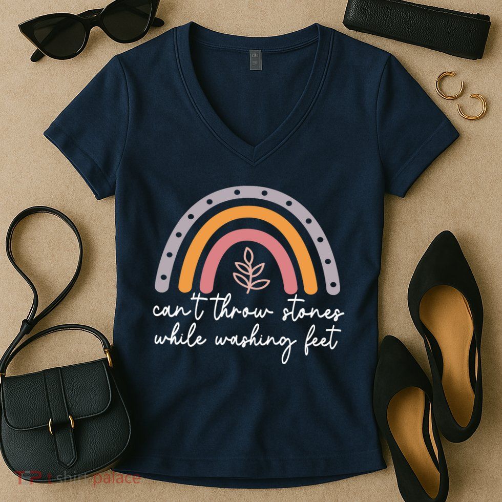 Can't Throw Stones While Washing Feet Women's V-Neck T-Shirt