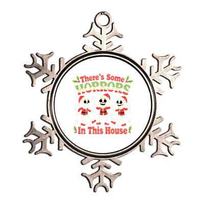 Christmas ThereS Some Horrors In This House Spooky Skeleton Cute Gift Metallic Star Ornament