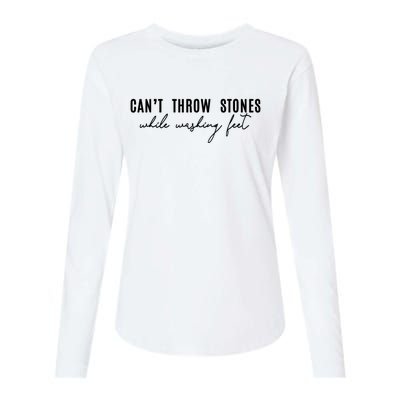 Can't Throw Stones While Washing Feet Trending Womens Cotton Relaxed Long Sleeve T-Shirt