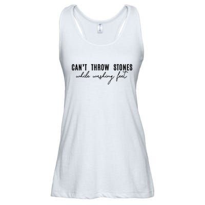 Can't Throw Stones While Washing Feet Trending Ladies Essential Flowy Tank