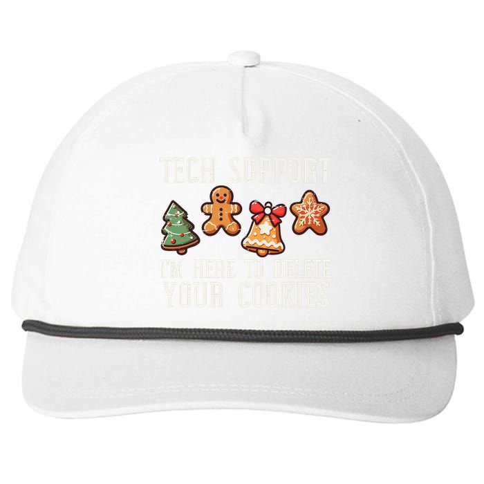 Christmas Tech Support Here To Delete Cookies Xmas Snapback Five-Panel Rope Hat