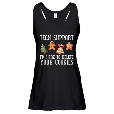 Christmas Tech Support Here To Delete Cookies Xmas Ladies Essential Flowy Tank