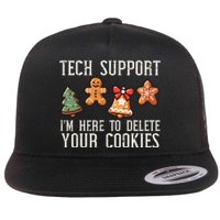 Christmas Tech Support Here To Delete Cookies Xmas Flat Bill Trucker Hat