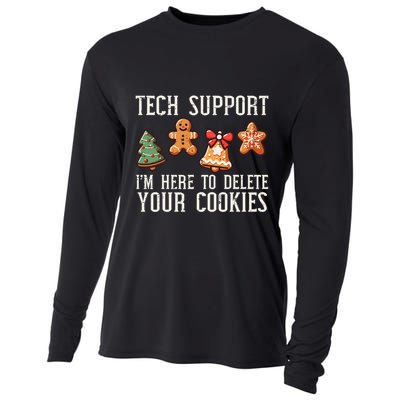 Christmas Tech Support Here To Delete Cookies Xmas Cooling Performance Long Sleeve Crew