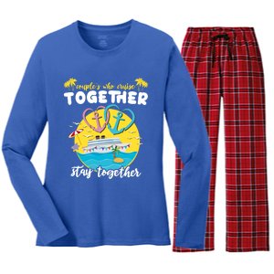 Cruising Together Ship Husband Wife Couple Cruise Gift Women's Long Sleeve Flannel Pajama Set 