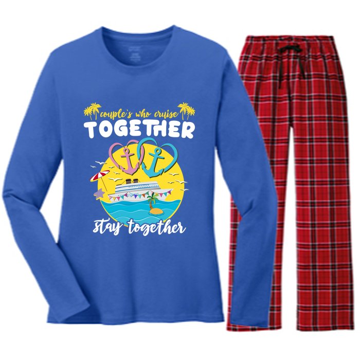 Cruising Together Ship Husband Wife Couple Cruise Gift Women's Long Sleeve Flannel Pajama Set 