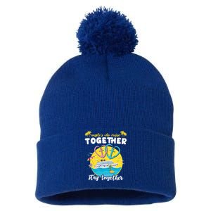 Cruising Together Ship Husband Wife Couple Cruise Gift Pom Pom 12in Knit Beanie