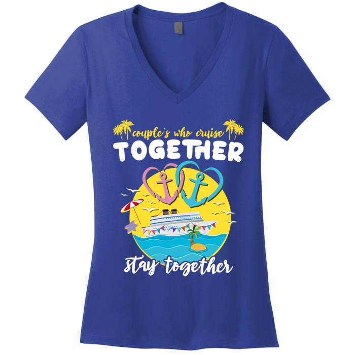 Cruising Together Ship Husband Wife Couple Cruise Gift Women's V-Neck T-Shirt