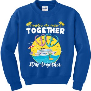 Cruising Together Ship Husband Wife Couple Cruise Gift Kids Sweatshirt