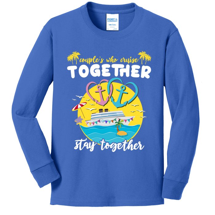 Cruising Together Ship Husband Wife Couple Cruise Gift Kids Long Sleeve Shirt