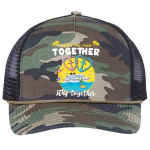 Cruising Together Ship Husband Wife Couple Cruise Gift Retro Rope Trucker Hat Cap