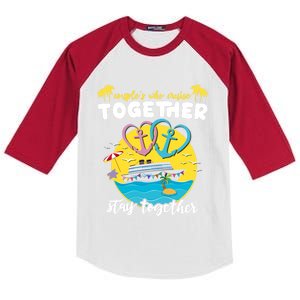 Cruising Together Ship Husband Wife Couple Cruise Gift Kids Colorblock Raglan Jersey