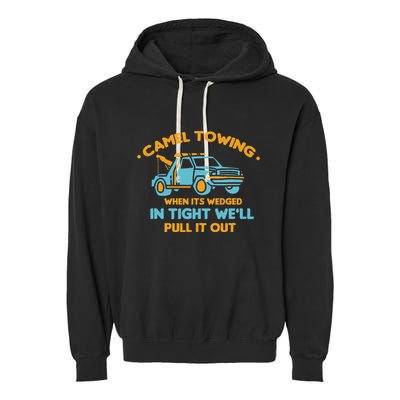 Camel Towing Successfully Pulling Out Tow Truck Garment-Dyed Fleece Hoodie