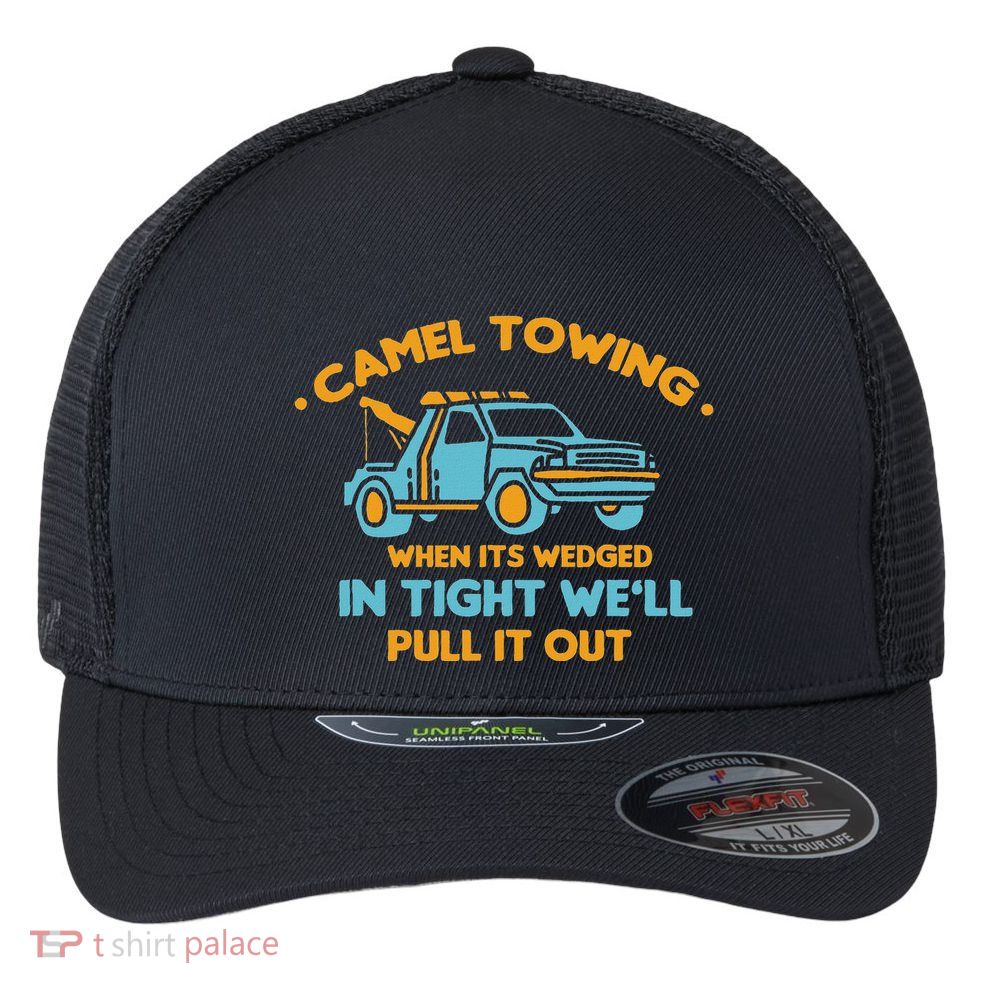 Camel Towing Successfully Pulling Out Tow Truck Flexfit Unipanel Trucker Cap