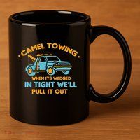 Camel Towing Successfully Pulling Out Tow Truck 11oz C Handle Ceramic Mug