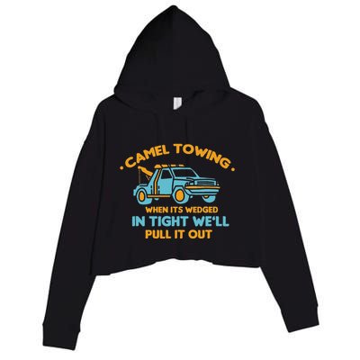 Camel Towing Successfully Pulling Out Tow Truck Crop Fleece Hoodie