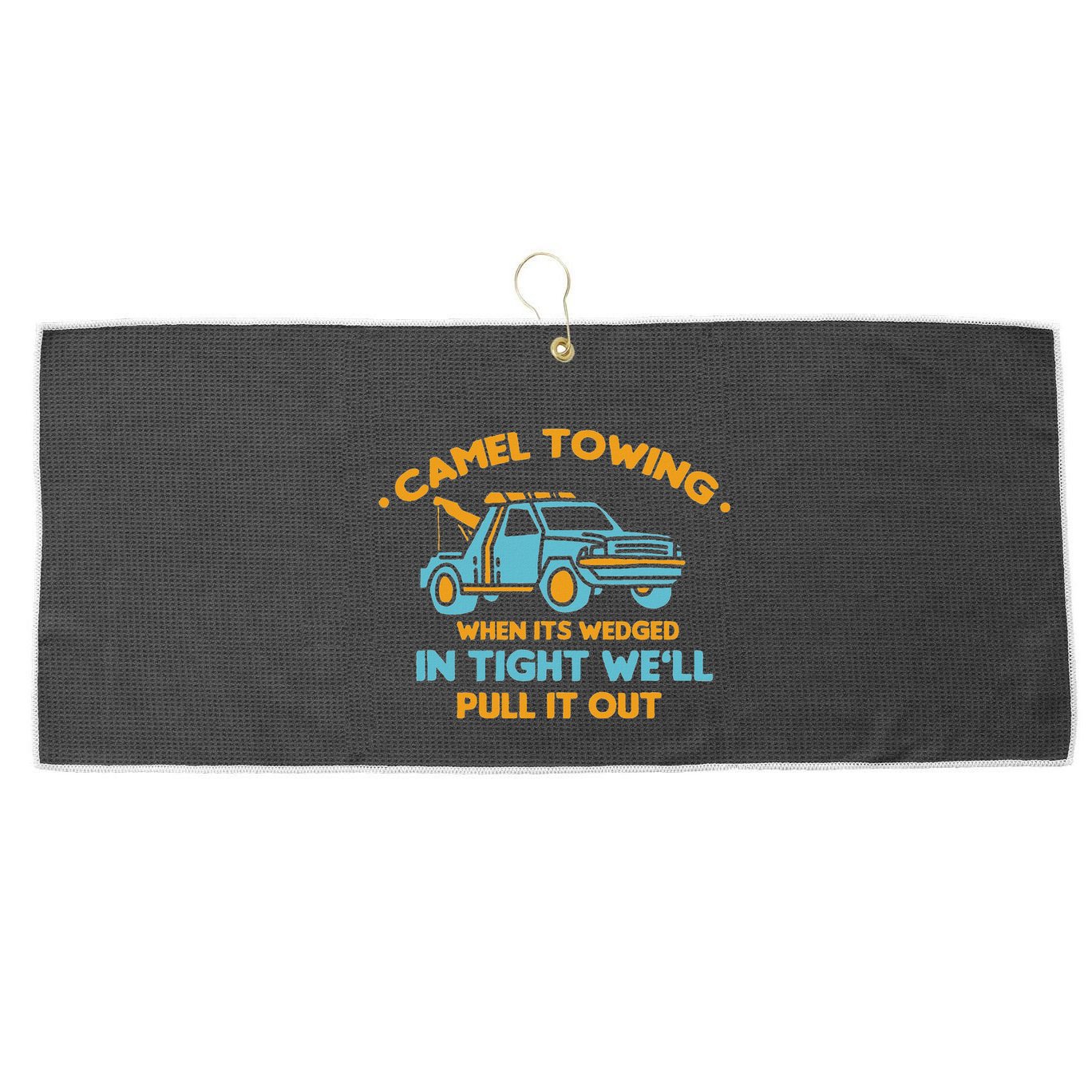 Camel Towing Successfully Pulling Out Tow Truck Large Microfiber Waffle Golf Towel