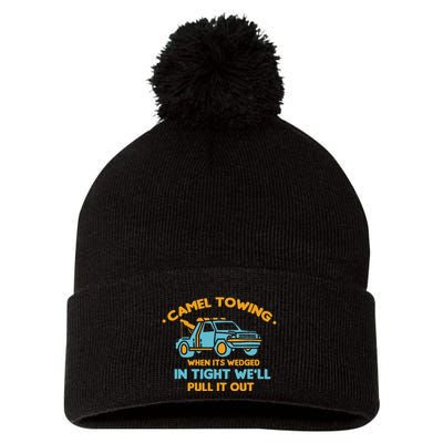 Camel Towing Successfully Pulling Out Tow Truck Pom Pom 12in Knit Beanie