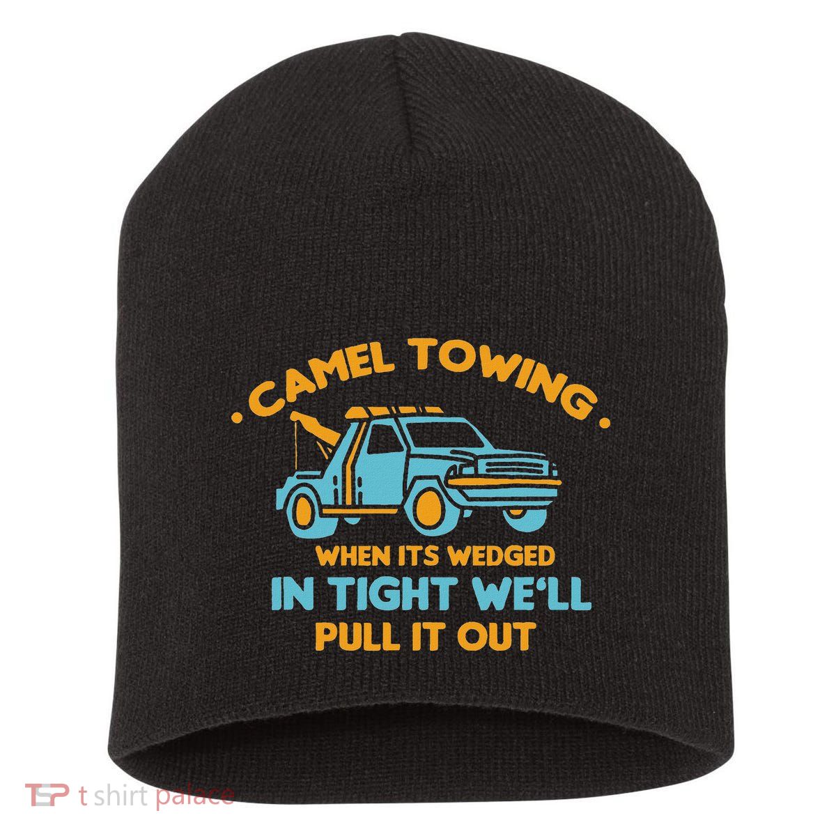 Camel Towing Successfully Pulling Out Tow Truck Short Acrylic Beanie