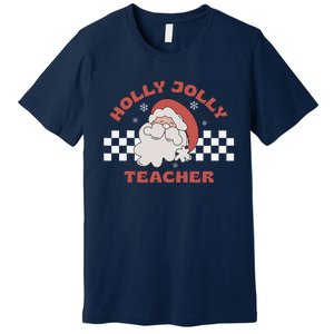 Christmas Teacher Santa Holly Xmas Jolly Teacher Christmas Premium T-Shirt