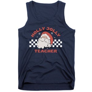 Christmas Teacher Santa Holly Xmas Jolly Teacher Christmas Tank Top