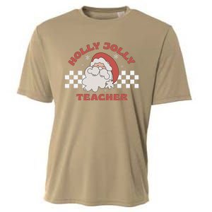 Christmas Teacher Santa Holly Xmas Jolly Teacher Christmas Cooling Performance Crew T-Shirt