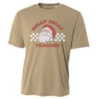 Christmas Teacher Santa Holly Xmas Jolly Teacher Christmas Cooling Performance Crew T-Shirt