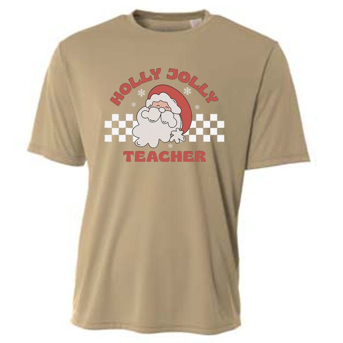 Christmas Teacher Santa Holly Xmas Jolly Teacher Christmas Cooling Performance Crew T-Shirt