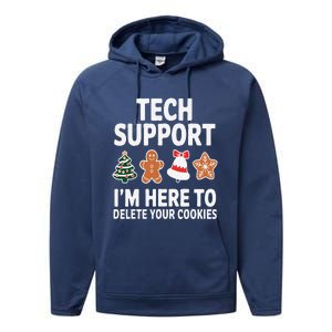 Christmas Tech Support Here To Delete Cookies Xmas Performance Fleece Hoodie