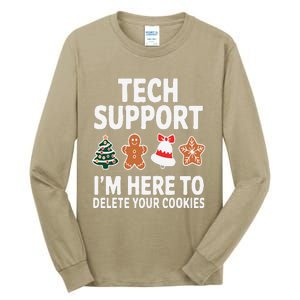 Christmas Tech Support Here To Delete Cookies Xmas Tall Long Sleeve T-Shirt