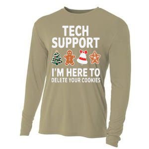 Christmas Tech Support Here To Delete Cookies Xmas Cooling Performance Long Sleeve Crew