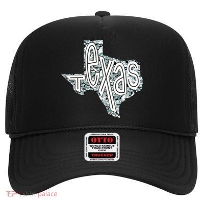 Camouflage Texas State Logo High Crown Mesh Back Trucker Hat