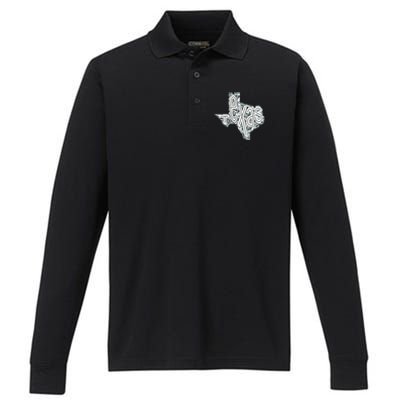 Camouflage Texas State Logo Performance Long Sleeve Polo