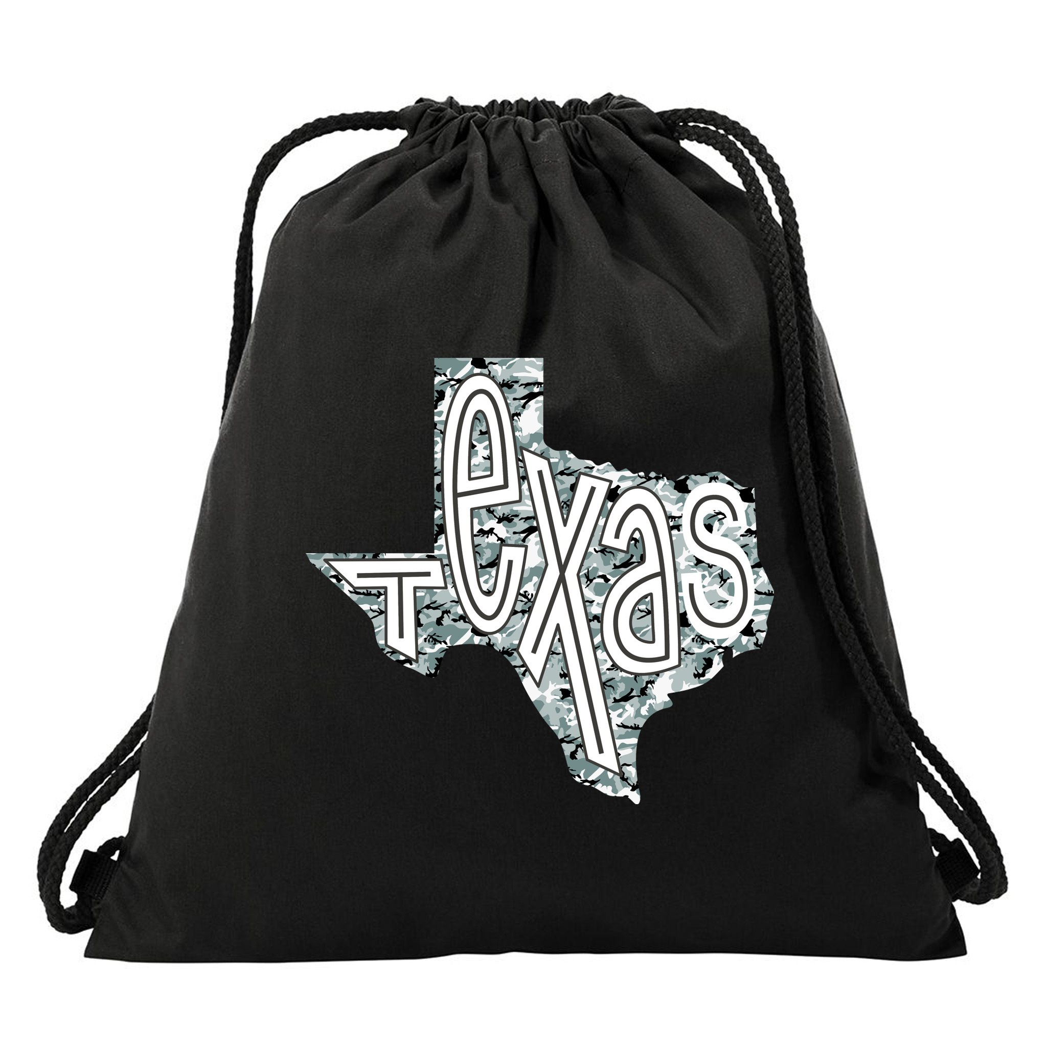 Camouflage Texas State Logo Drawstring Bag