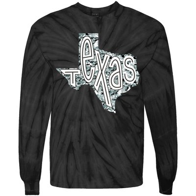 Camouflage Texas State Logo Tie-Dye Long Sleeve Shirt