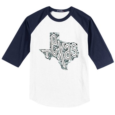 Camouflage Texas State Logo Baseball Sleeve Shirt