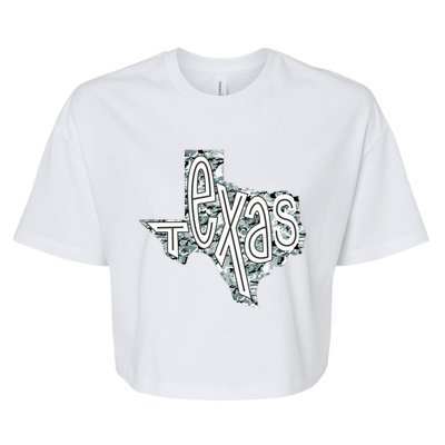 Camouflage Texas State Logo Bella+Canvas Jersey Crop Tee