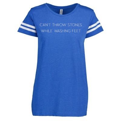 Cant Throw Stones While Washing Feet Enza Ladies Jersey Football T-Shirt