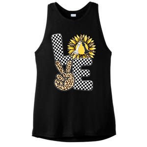 Chess T Shirts Love Chessboard Leopard Sunflower Graphic Plus Size Ladies PosiCharge Tri-Blend Wicking Tank