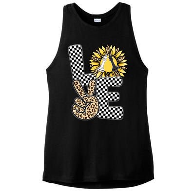 Chess T Shirts Love Chessboard Leopard Sunflower Graphic Plus Size Ladies PosiCharge Tri-Blend Wicking Tank