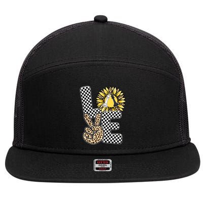 Chess T Shirts Love Chessboard Leopard Sunflower Graphic Plus Size 7 Panel Mesh Trucker Snapback Hat