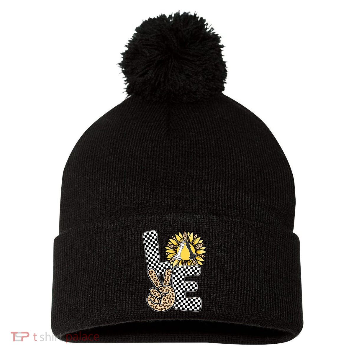 Chess T Shirts Love Chessboard Leopard Sunflower Graphic Plus Size Pom Pom 12in Knit Beanie
