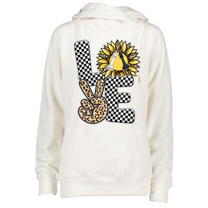 Chess T Shirts Love Chessboard Leopard Sunflower Graphic Plus Size Womens Funnel Neck Pullover Hood